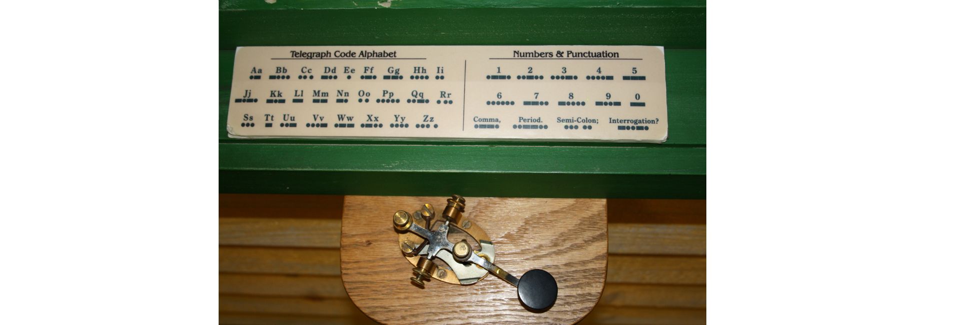 Morse Code for telegraph communication. (attribution: shankar s. from Dubai, united arab emirates, CC BY 2.0, via Wikimedia Commons; source: https://commons.wikimedia.org/wiki/File:That%27s_the_morse_code_(26986371013).jpg) Morse Code for telegraph communication.
