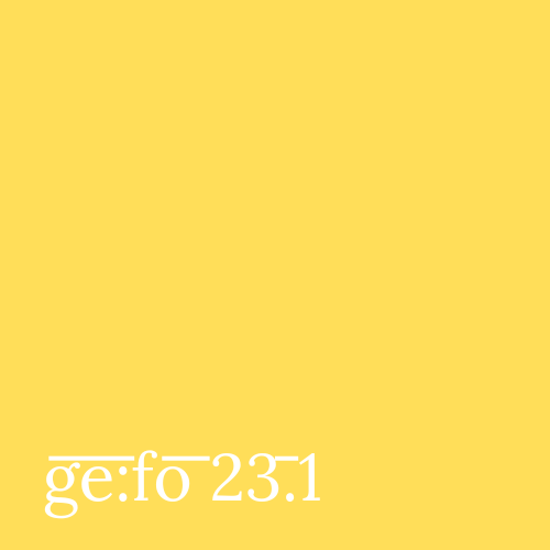 A yellow square with white text: gefo 23.1