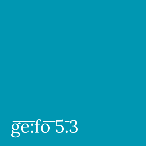 Turquoise square with issue number in white font