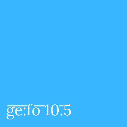 Bright blue square with issue number