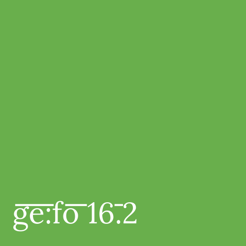green square with issue number ge:fo 16.2