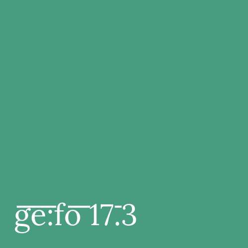 green square with issue number ge:fo 17.3