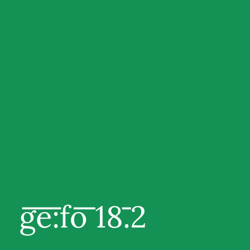 green square with issue number ge:fo 18.2