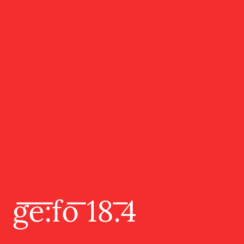 red square with issue number ge:fo 18.4