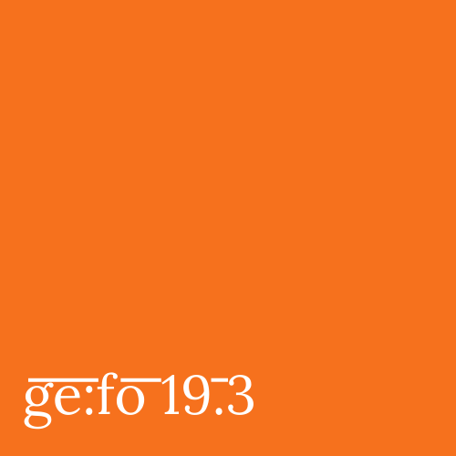 orange square with issue number ge:fo 19.3